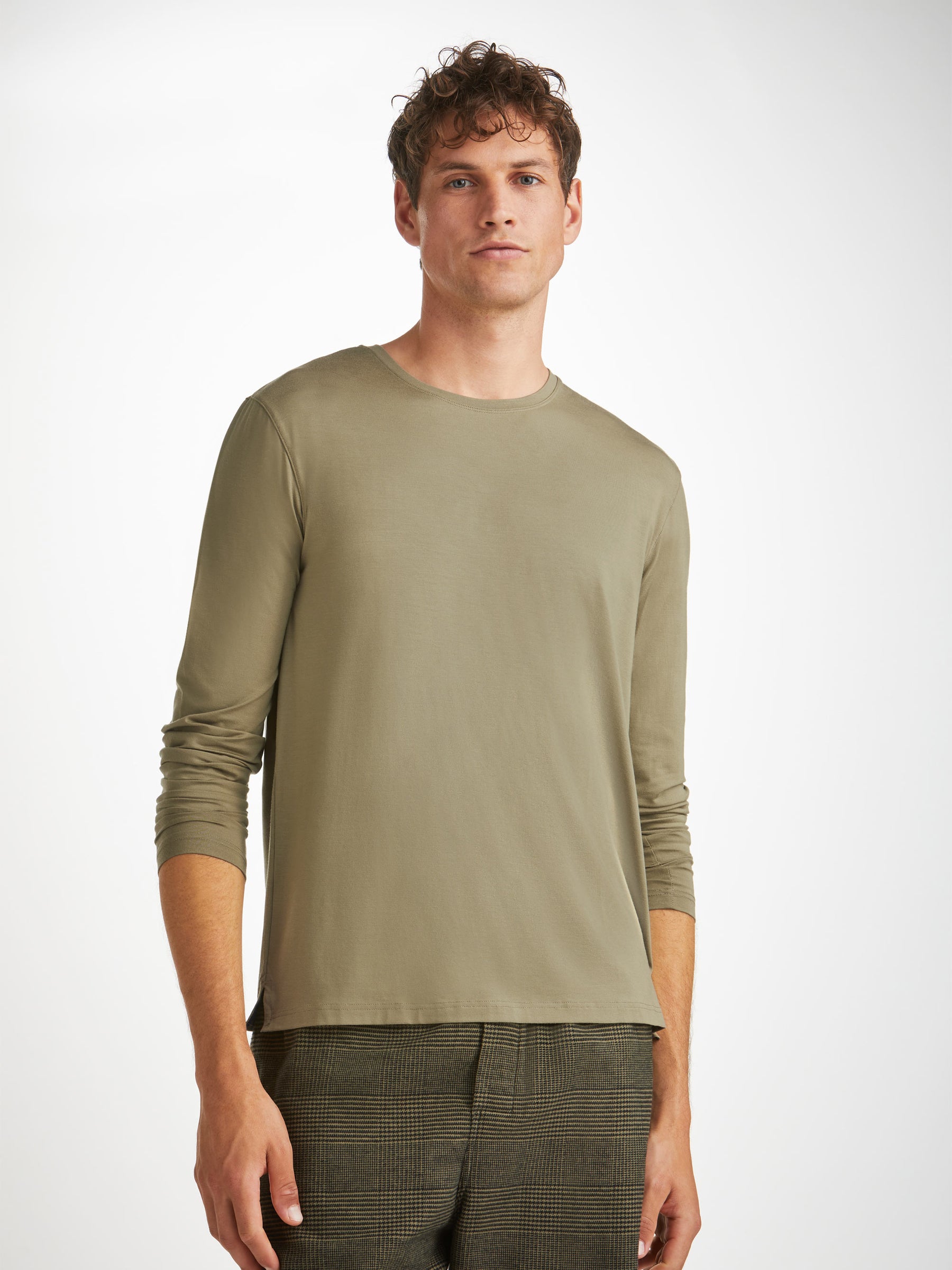 Men's Long Sleeve T-Shirt Basel Micro Modal Stretch Khaki