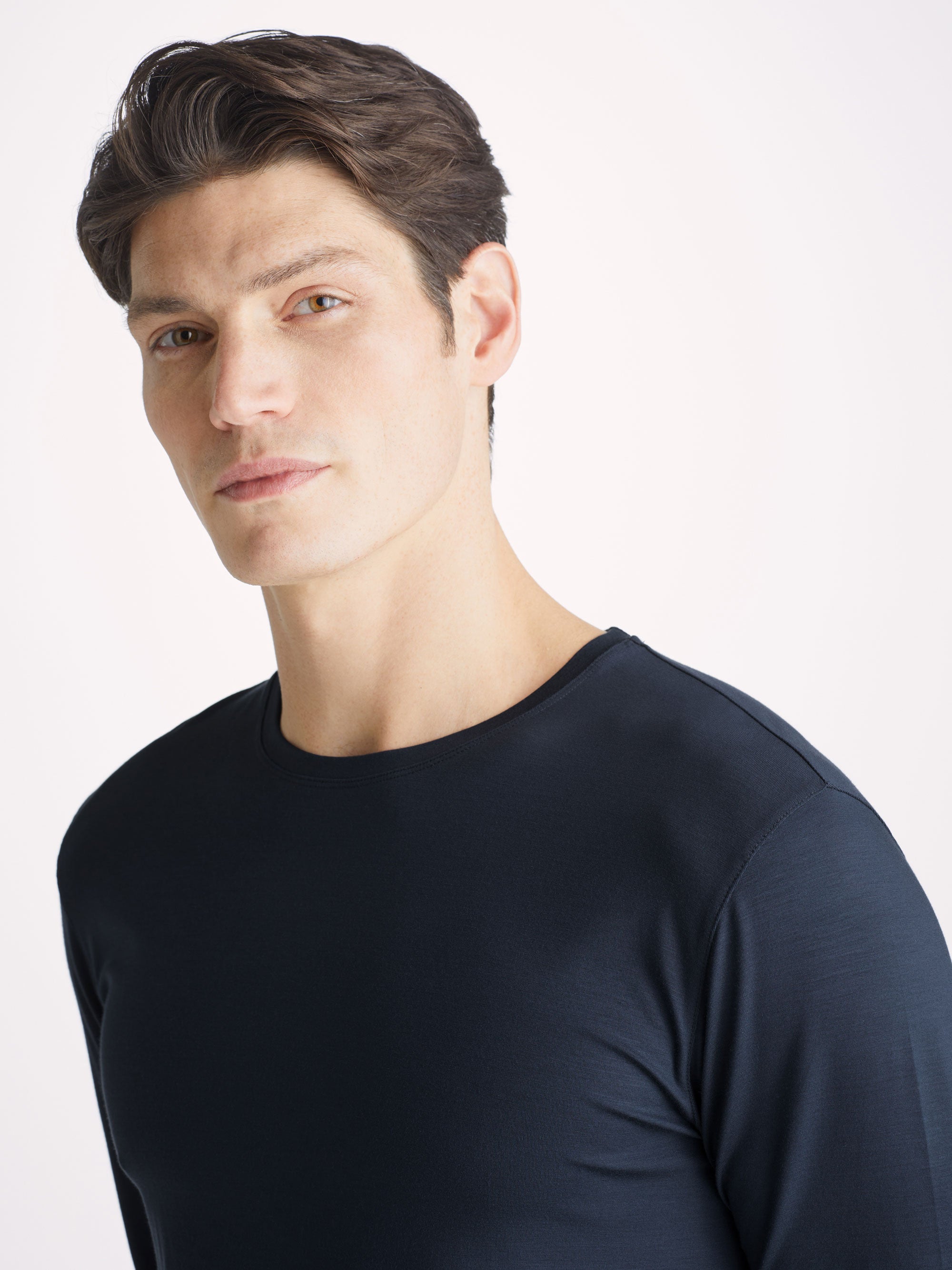 Men's Long Sleeve T-Shirt Basel Micro Modal Stretch Navy