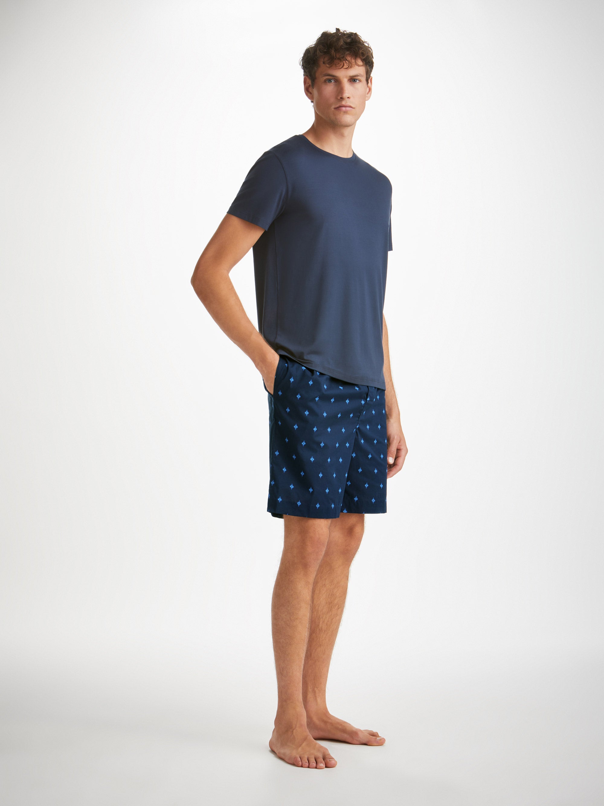 Men's Lounge Shorts Nelson 98 Cotton Batiste Navy