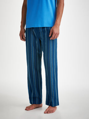 Men's Lounge Trousers Kelburn 38 Brushed Cotton Blue