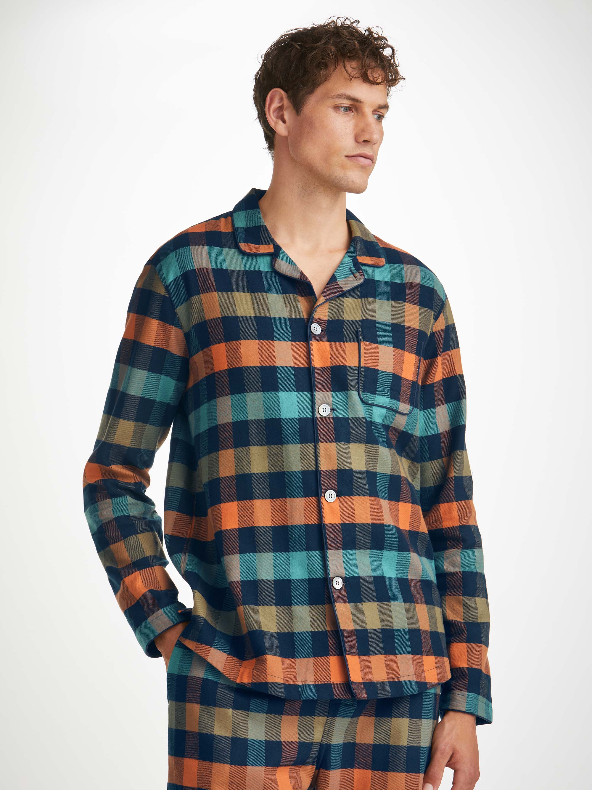 Men's Modern Fit Pyjamas Kelburn 40 Brushed Cotton Multi
