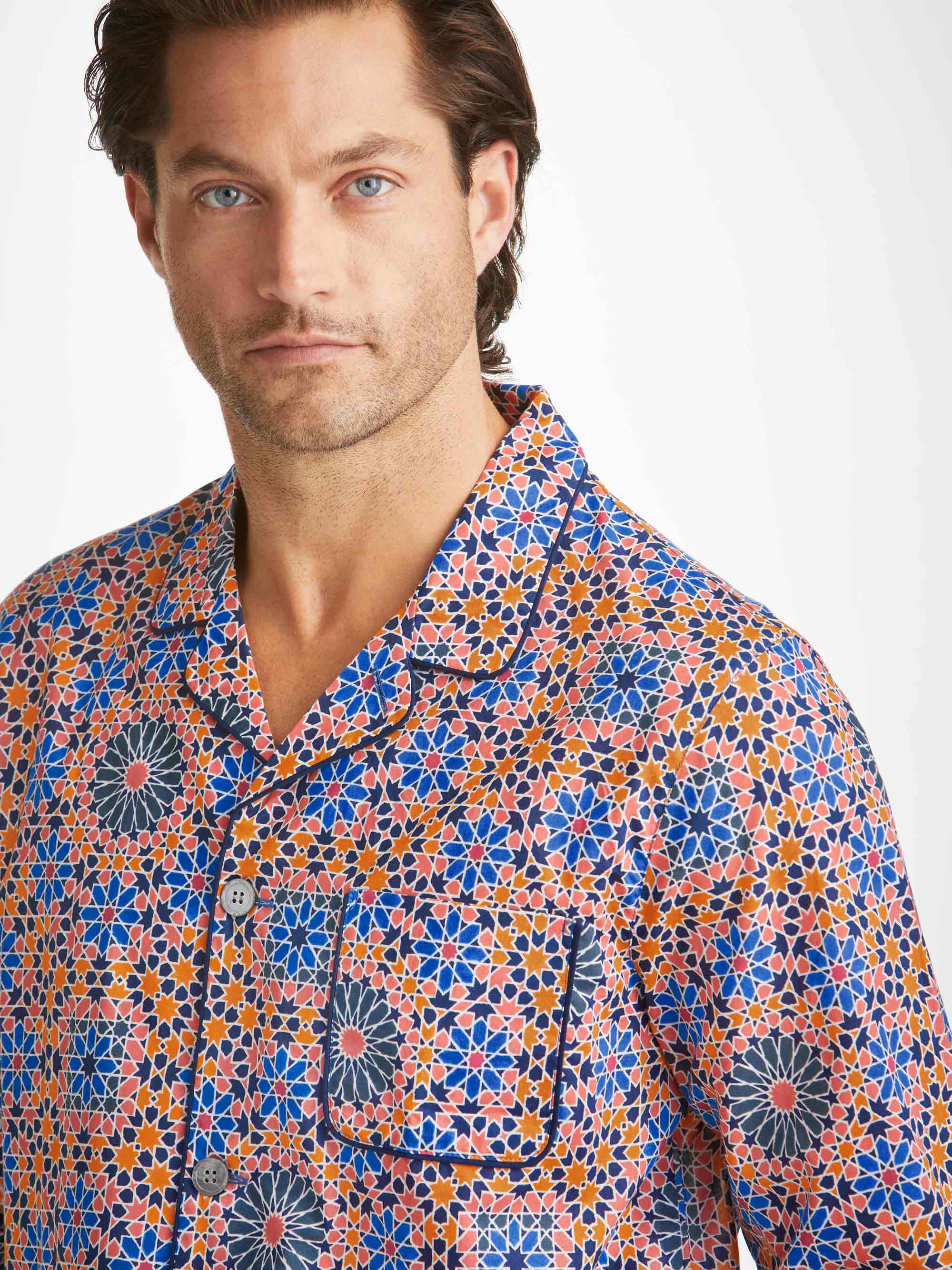 Men's Modern Fit Pyjamas Ledbury 69 Cotton Batiste Multi