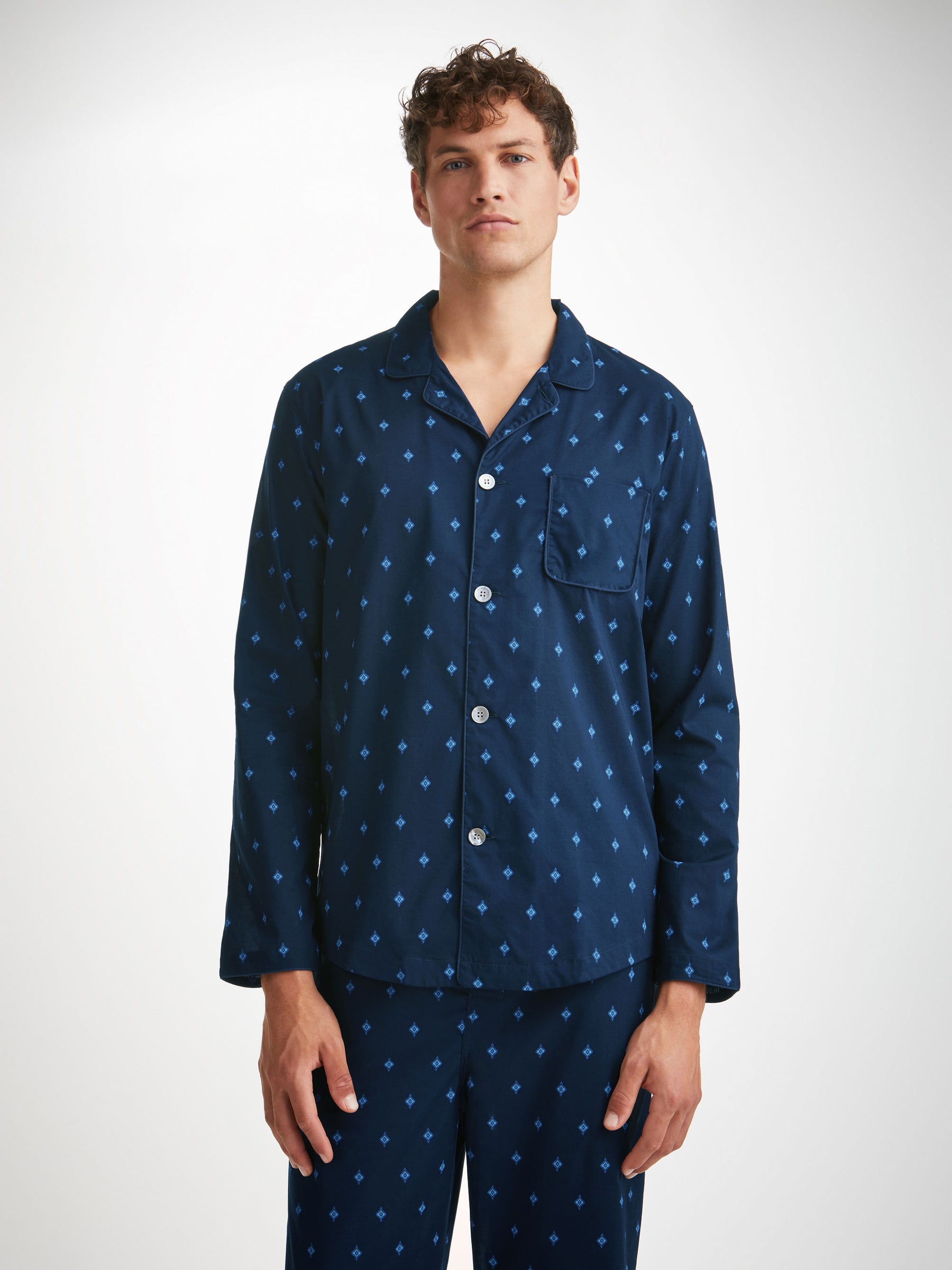 Men's Modern Fit Pyjamas Nelson 98 Cotton Batiste Navy