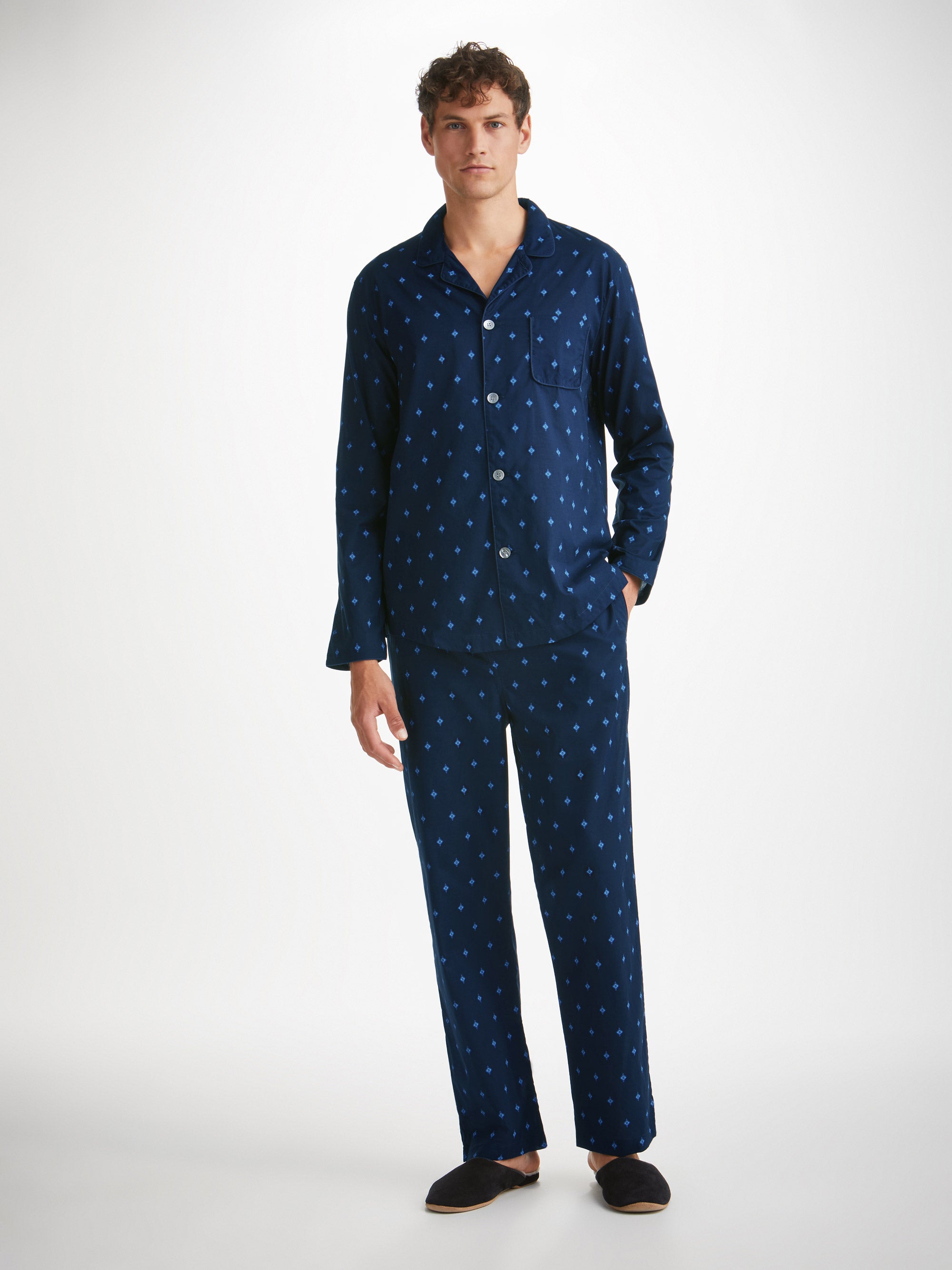 Men's Modern Fit Pyjamas Nelson 98 Cotton Batiste Navy