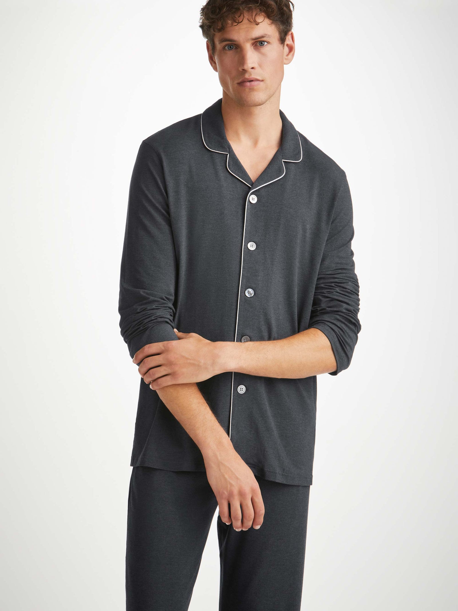 Marlowe Micro Modal Stretch Anthracite Men's Modern Fit Pyjamas | Derek ...