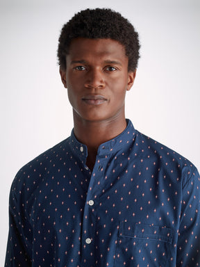 Men's Nightshirt Nelson 96 Cotton Batiste Navy