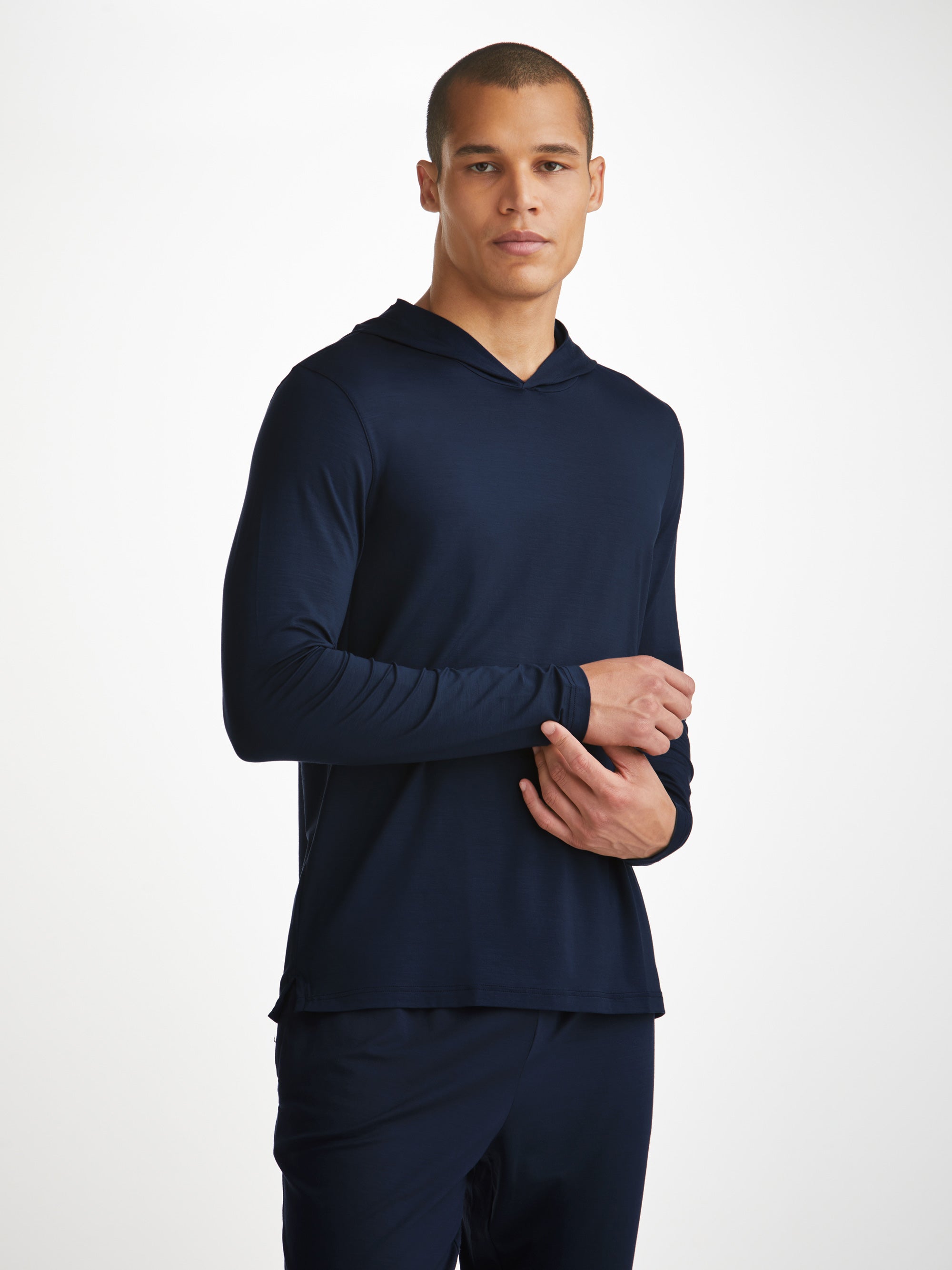 Men's Pullover Hoodie Basel Micro Modal Stretch Navy