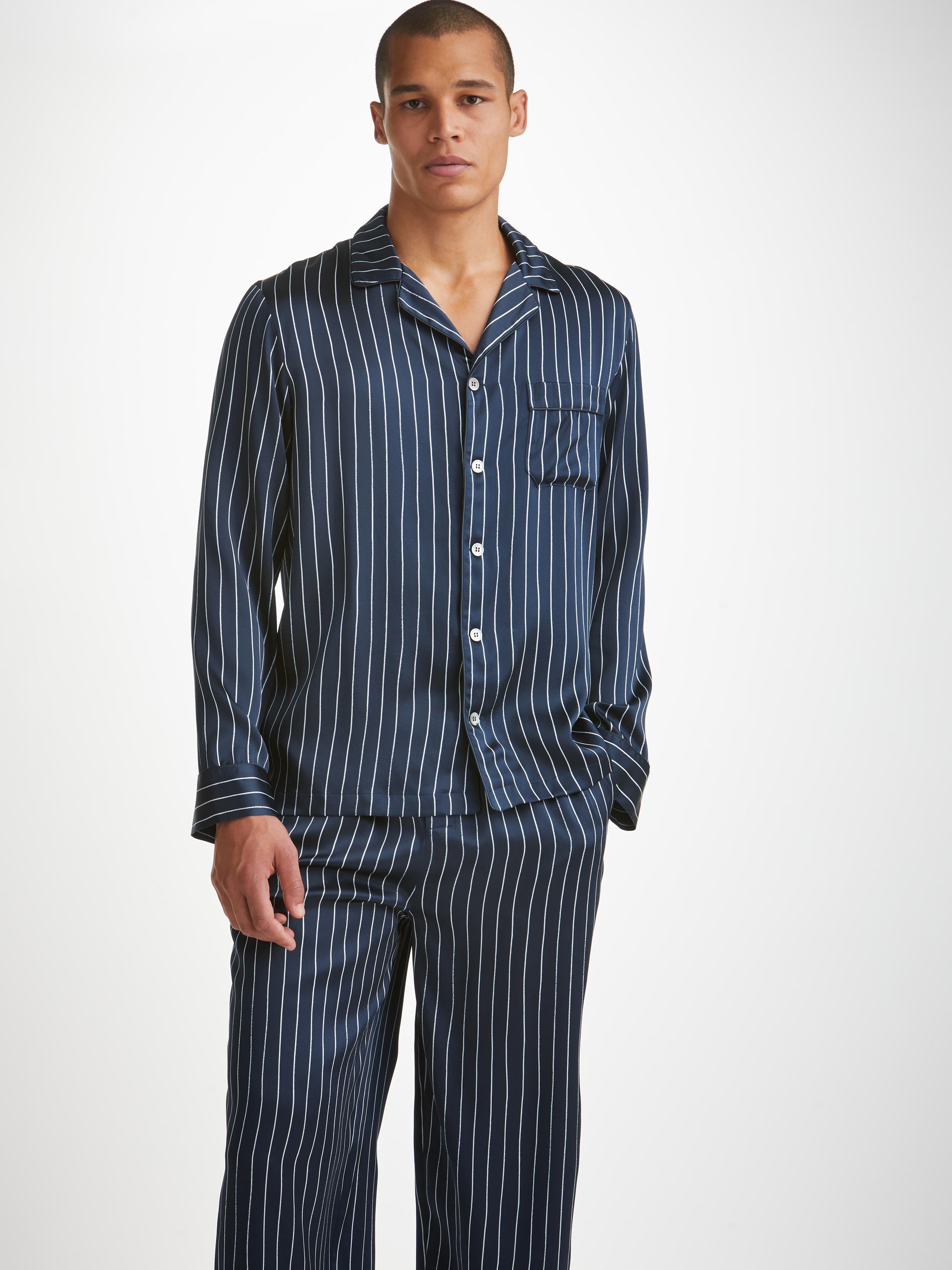 Men's Pyjamas Brindisi 102 Silk Satin Navy