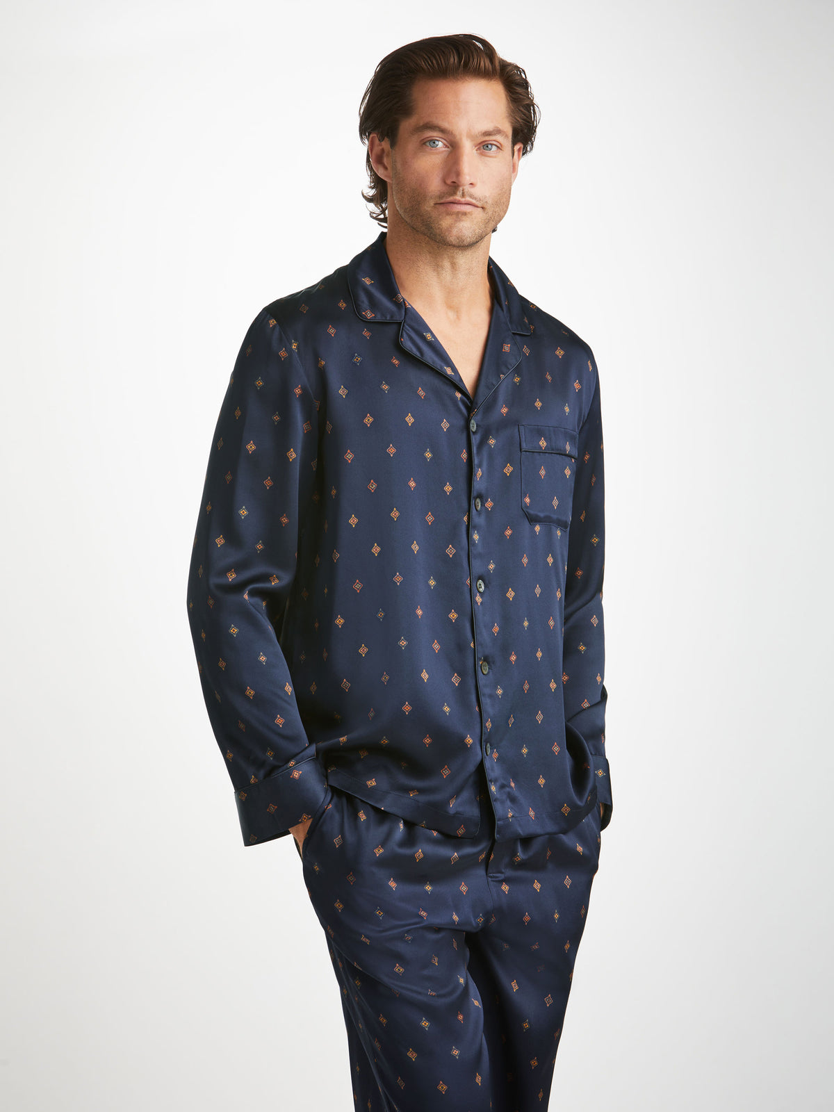 Men's Pyjamas Brindisi 103 Silk Satin Navy