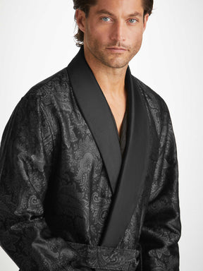 Men's Dressing Gown Verona 67 Silk Satin Black