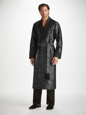 Men's Dressing Gown Verona 67 Silk Satin Black