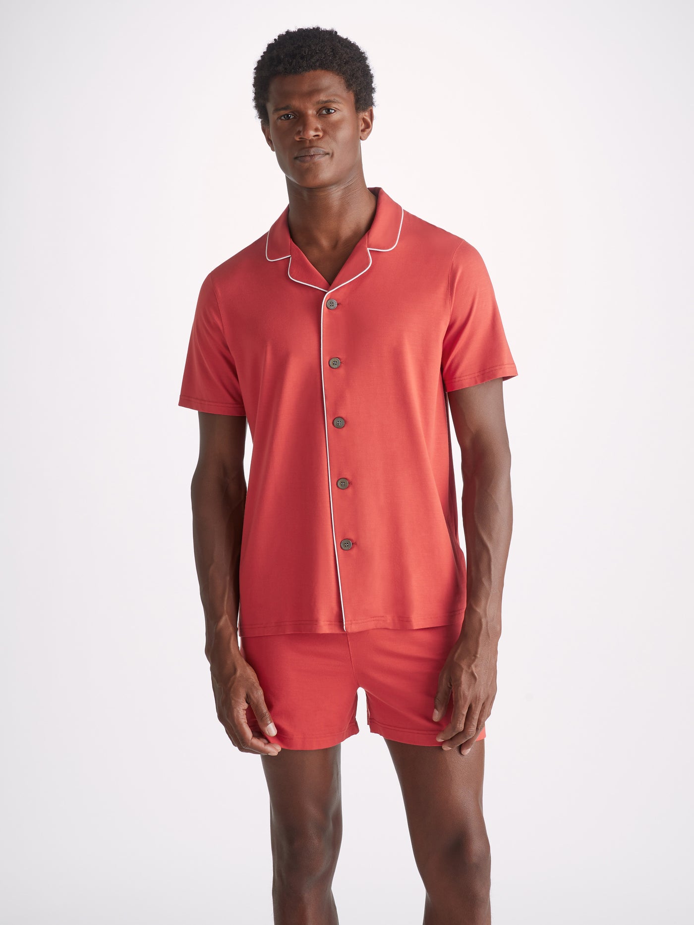 Men's Short Pajamas Basel Micro Modal Stretch Paprika