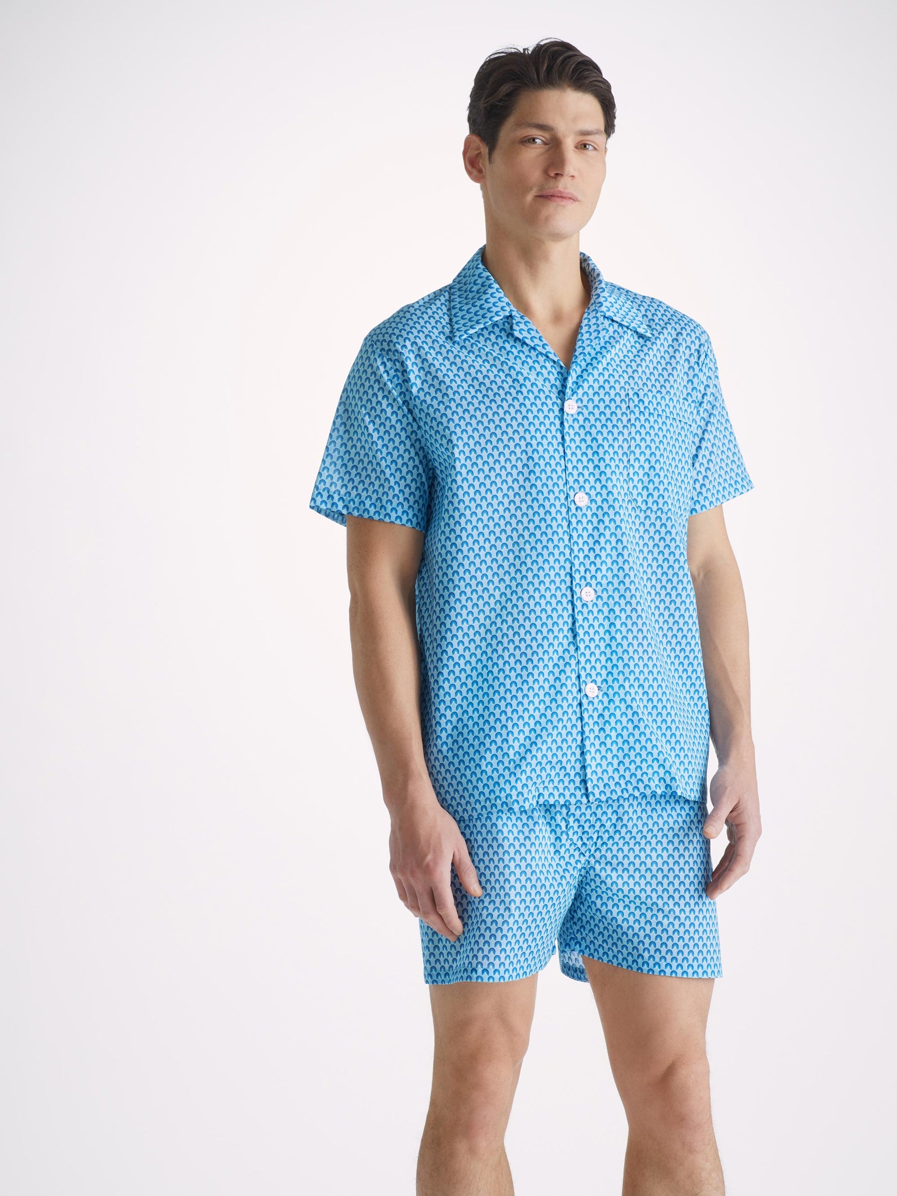 Men's Short Pyjamas Ledbury 65 Cotton Batiste Blue