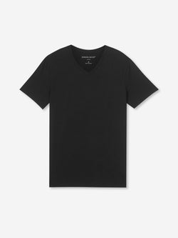 Men's V-Neck T-Shirt Basel Micro Modal Stretch Black