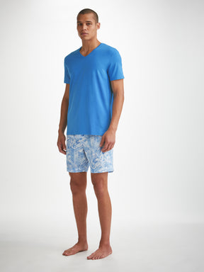 Men's V-Neck T-Shirt Basel Micro Modal Stretch Azure Blue