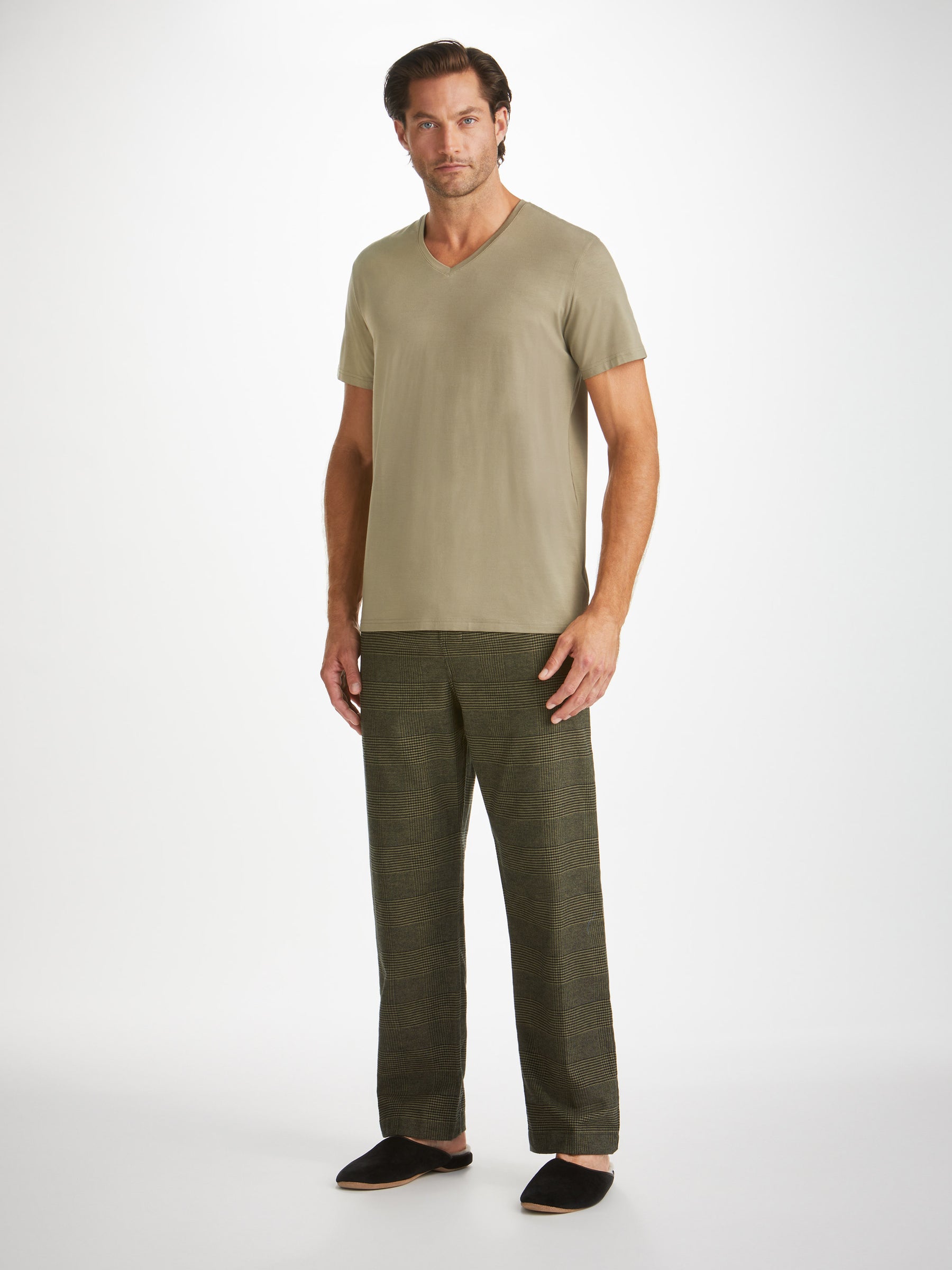 Men's V-Neck T-Shirt Basel Micro Modal Stretch Khaki