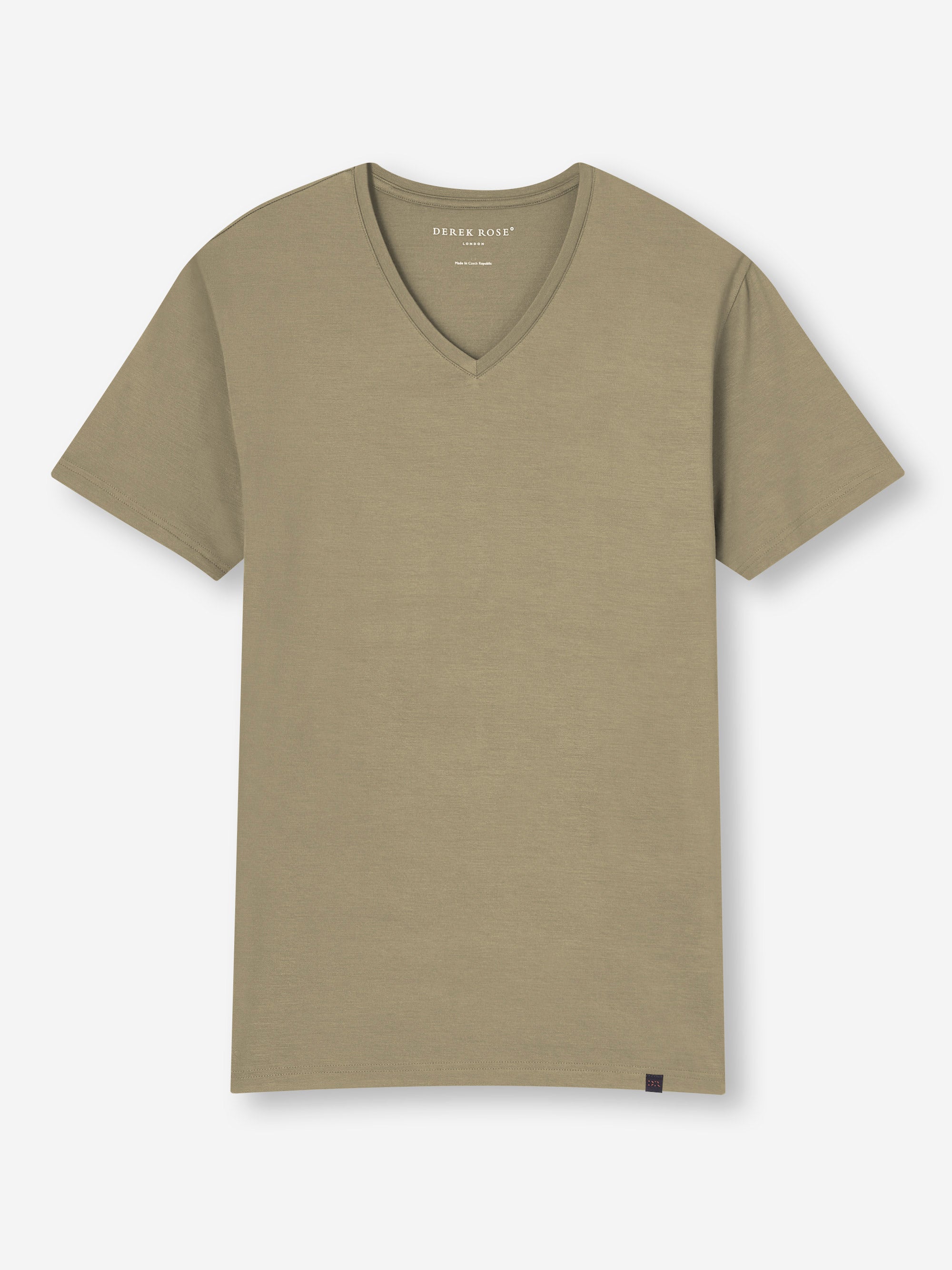 Men's V-Neck T-Shirt Basel Micro Modal Stretch Khaki