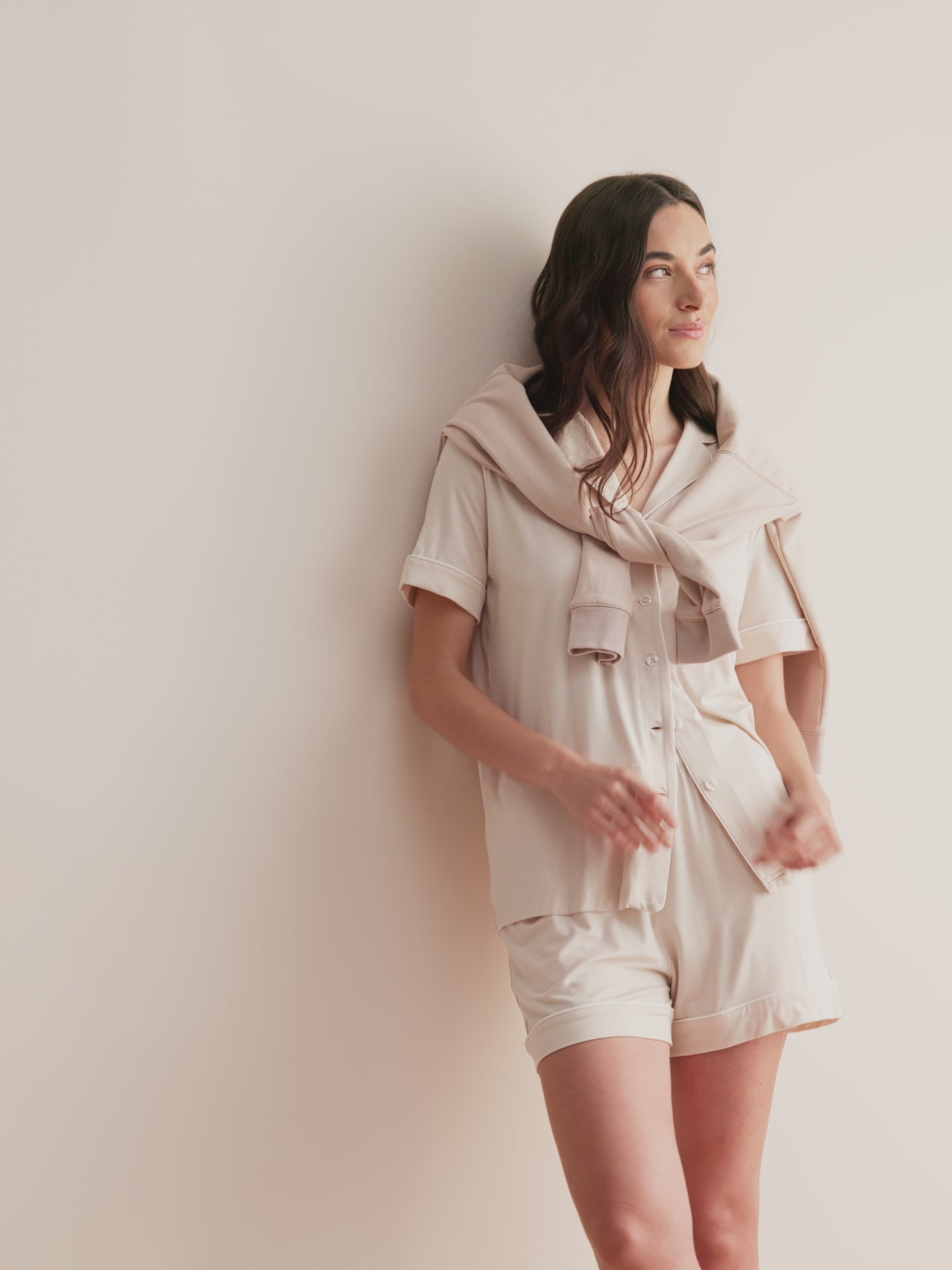 Women's Short Pyjamas Lara Micro Modal Stretch Champagne