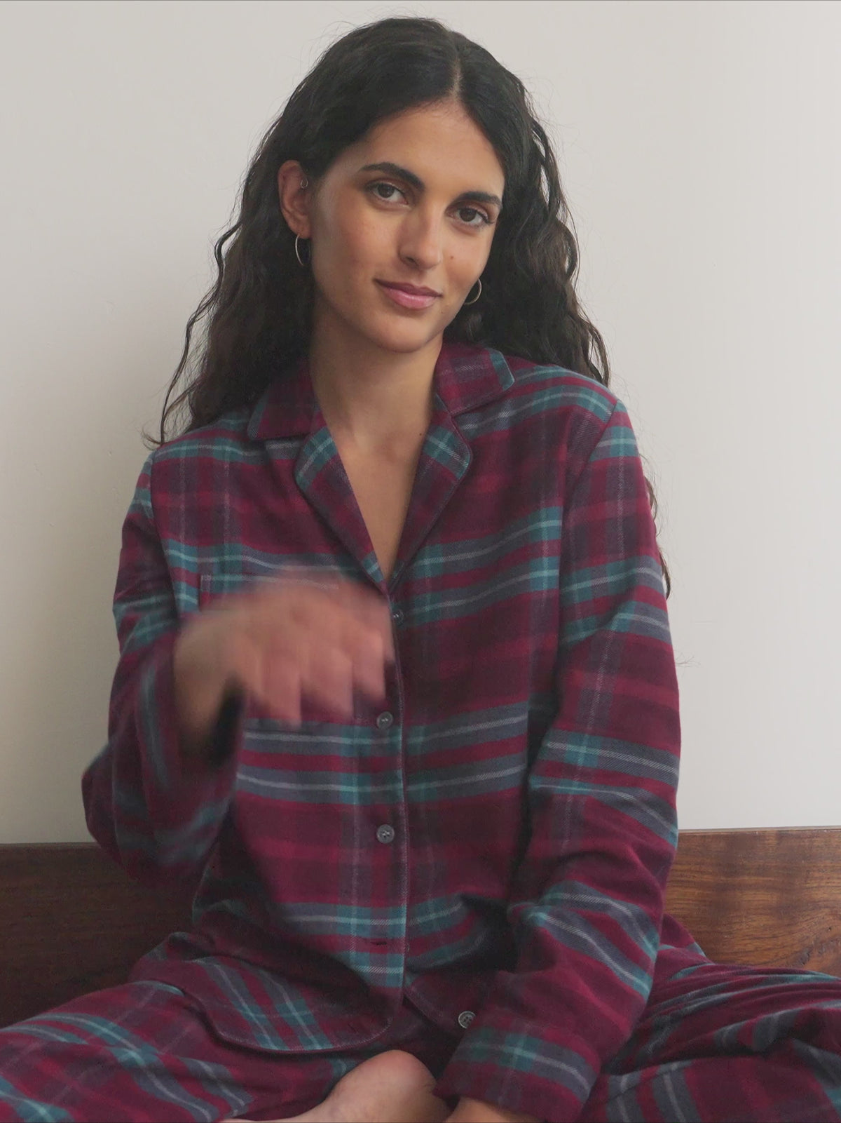 Kelburn Brushed Cotton Pyjamas Burgundy & Teal Check