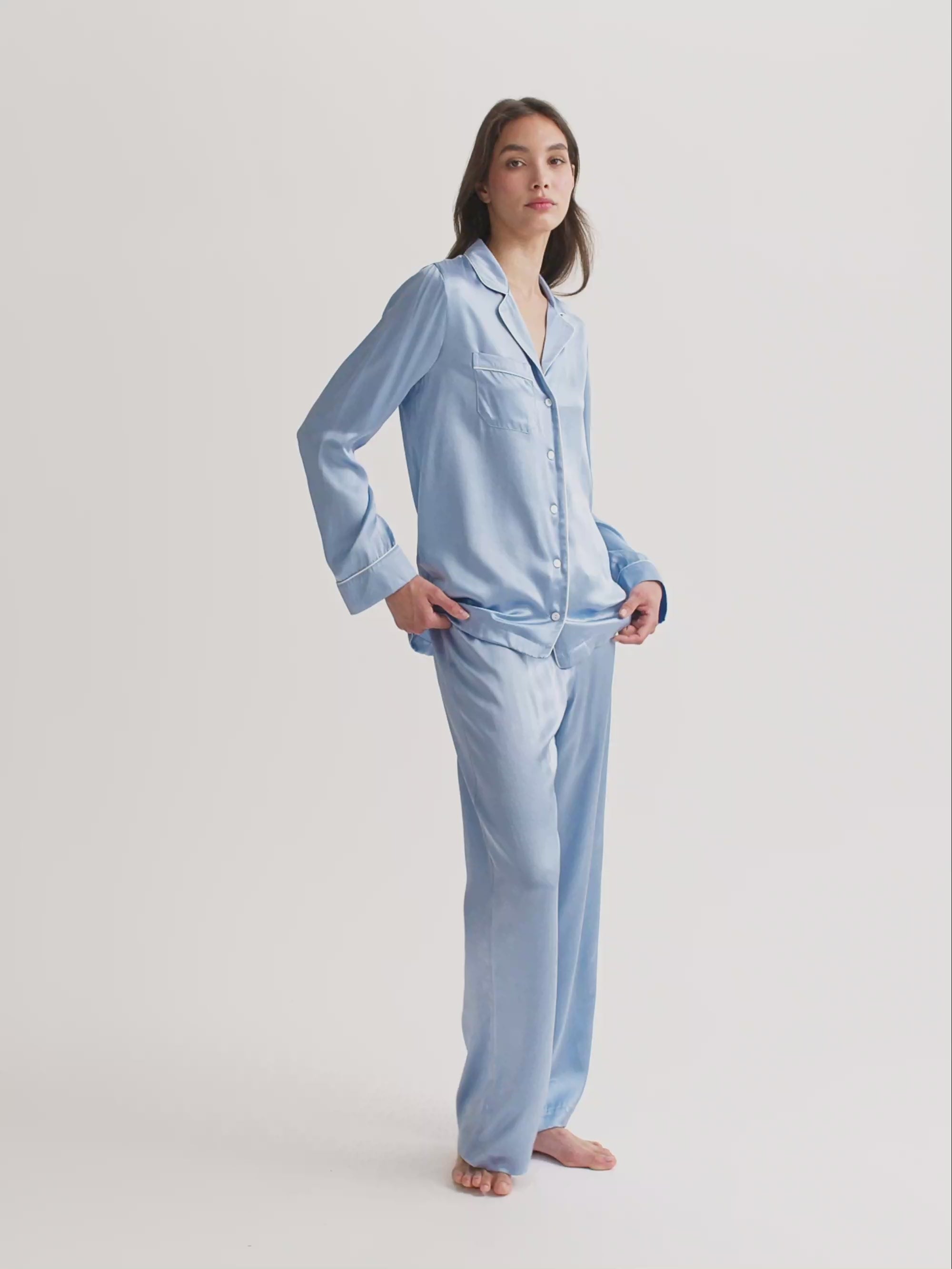 Women's Silk Pyjamas Bailey Silk Cloud Blue