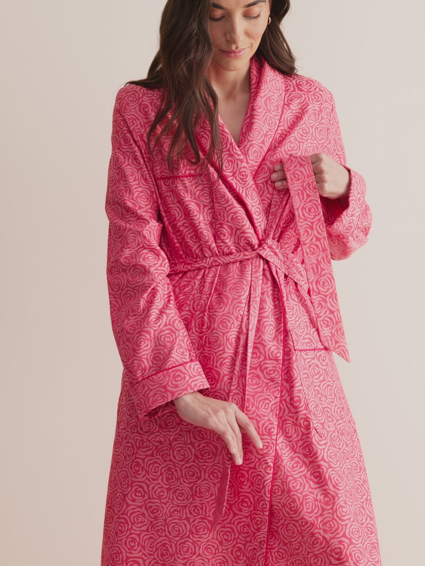Women's Dressing Gown Paris Cotton Jacquard Red Rose