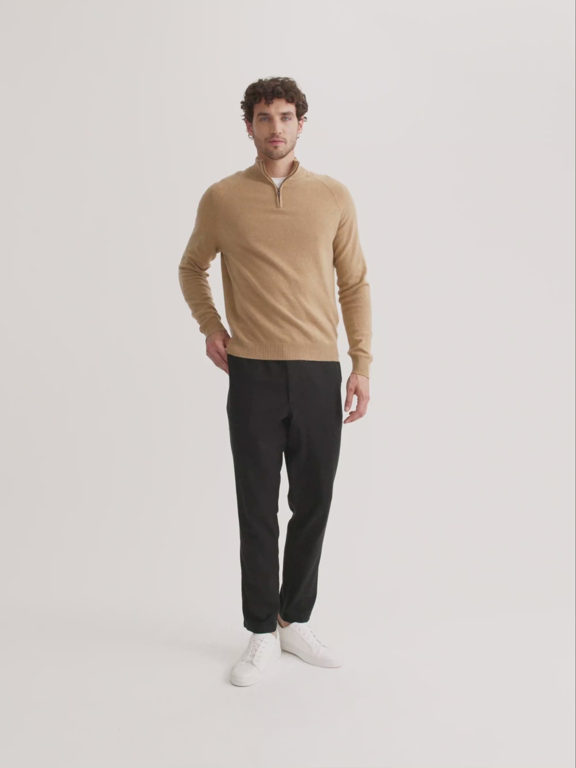 Men's Half-Zip Sweater Finley Cashmere Camel