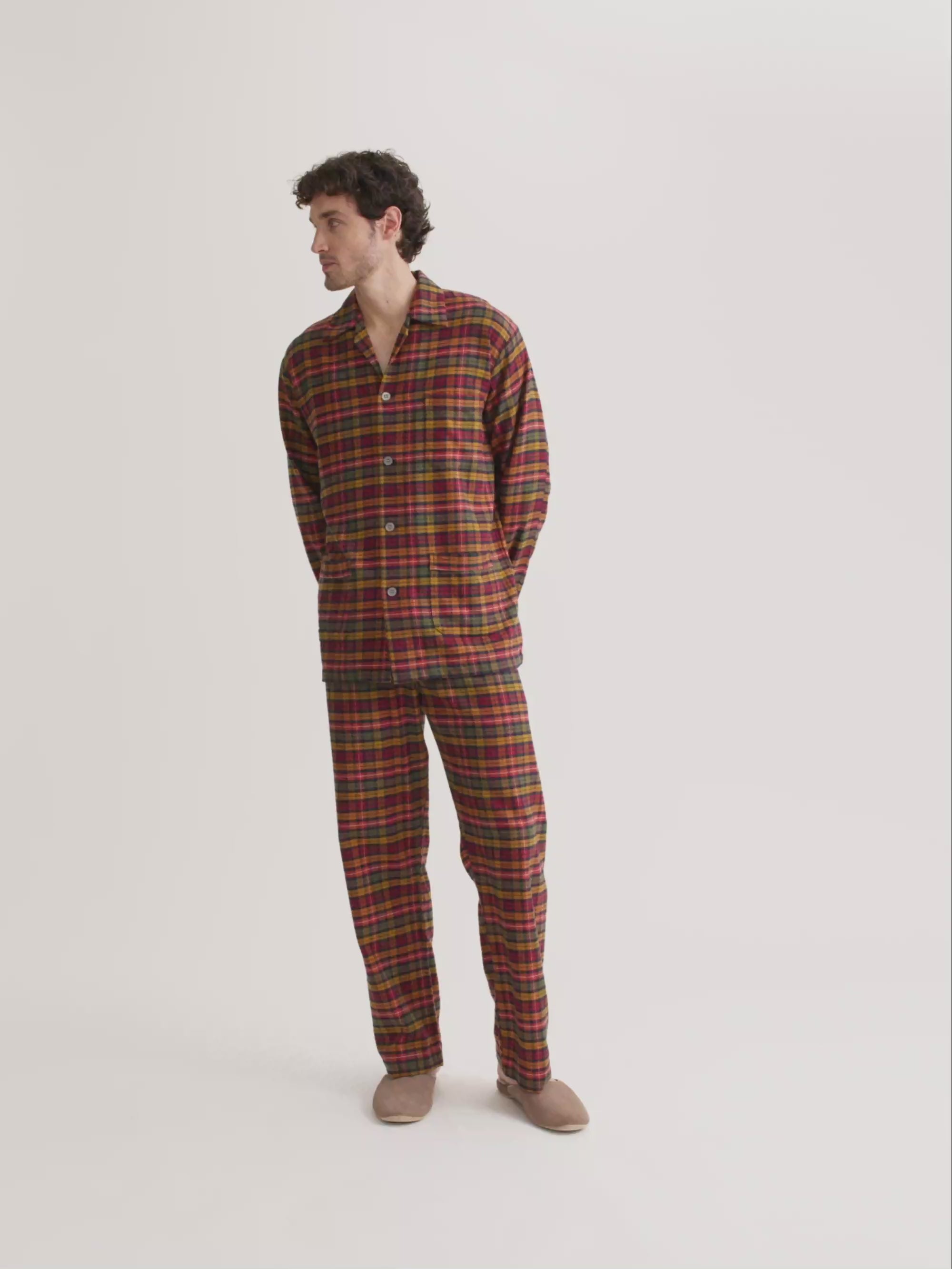 Men's Classic Fit Pyjamas Kelburn Brushed Cotton Multicolour Check