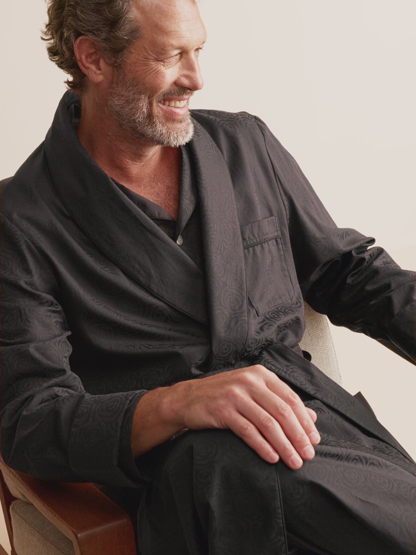 Men's Robe Paris Cotton Jacquard Black Rose