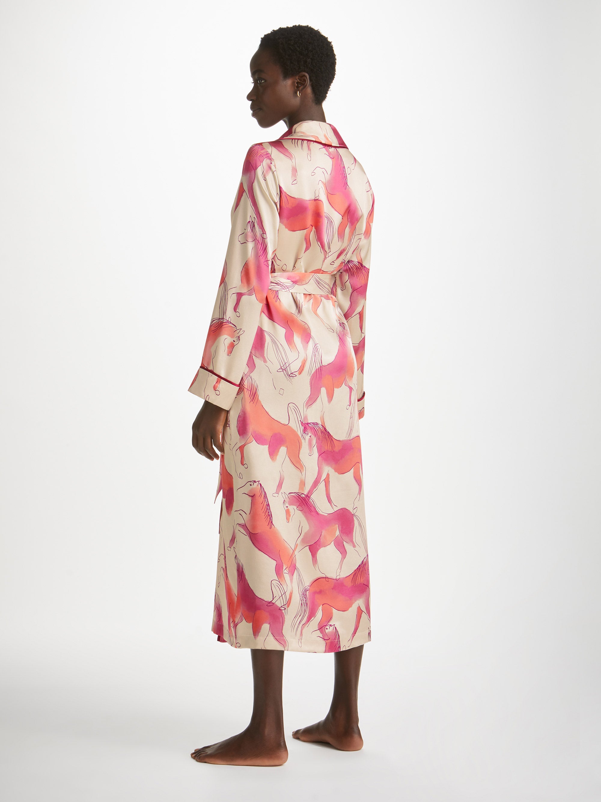 Women s Long Dressing Gown Brindisi 96 Silk Satin Cream