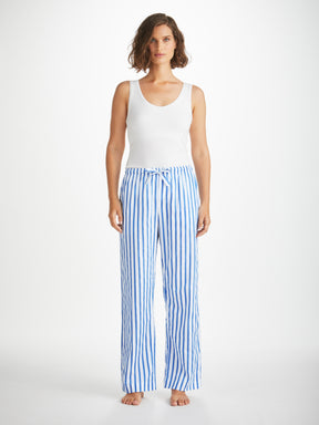 Women's Lounge Trouser Capri 23 Cotton Batiste Blue