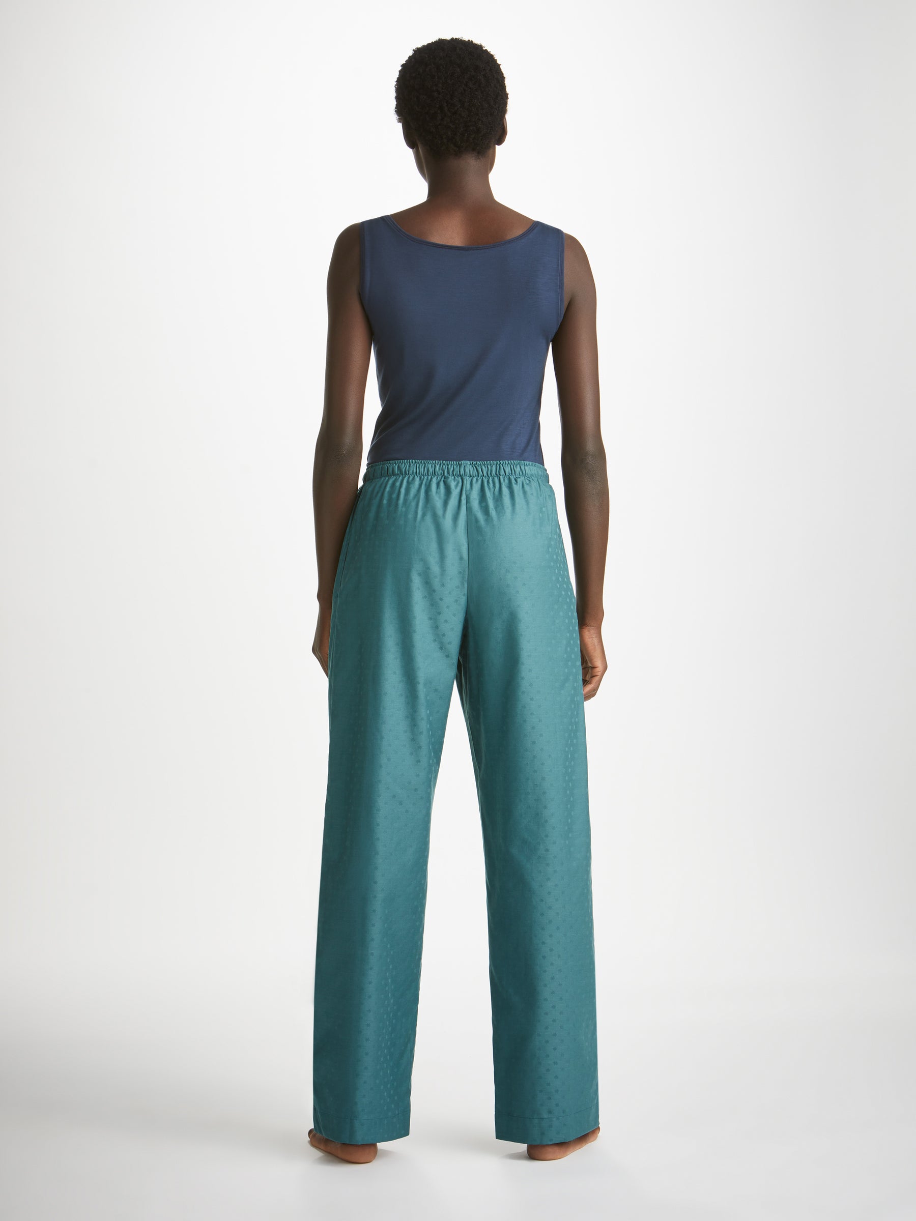 Women's Lounge Trousers Kate 9 Cotton Jacquard Teal