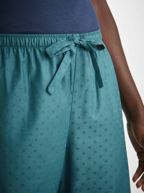 Women's Lounge Trousers Kate 9 Cotton Jacquard Teal