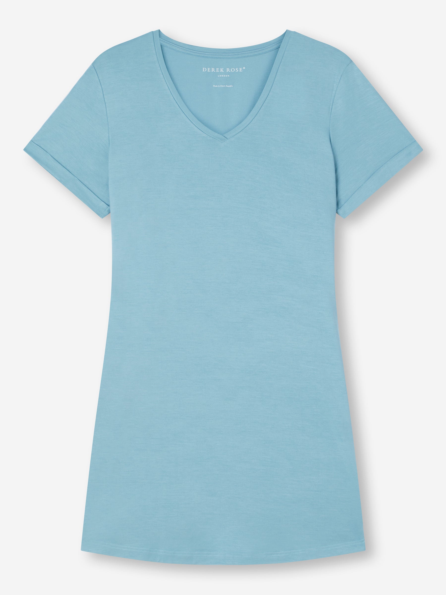 Women's V-Neck Sleep T-Shirt Lara Micro Modal Stretch Soft Aqua