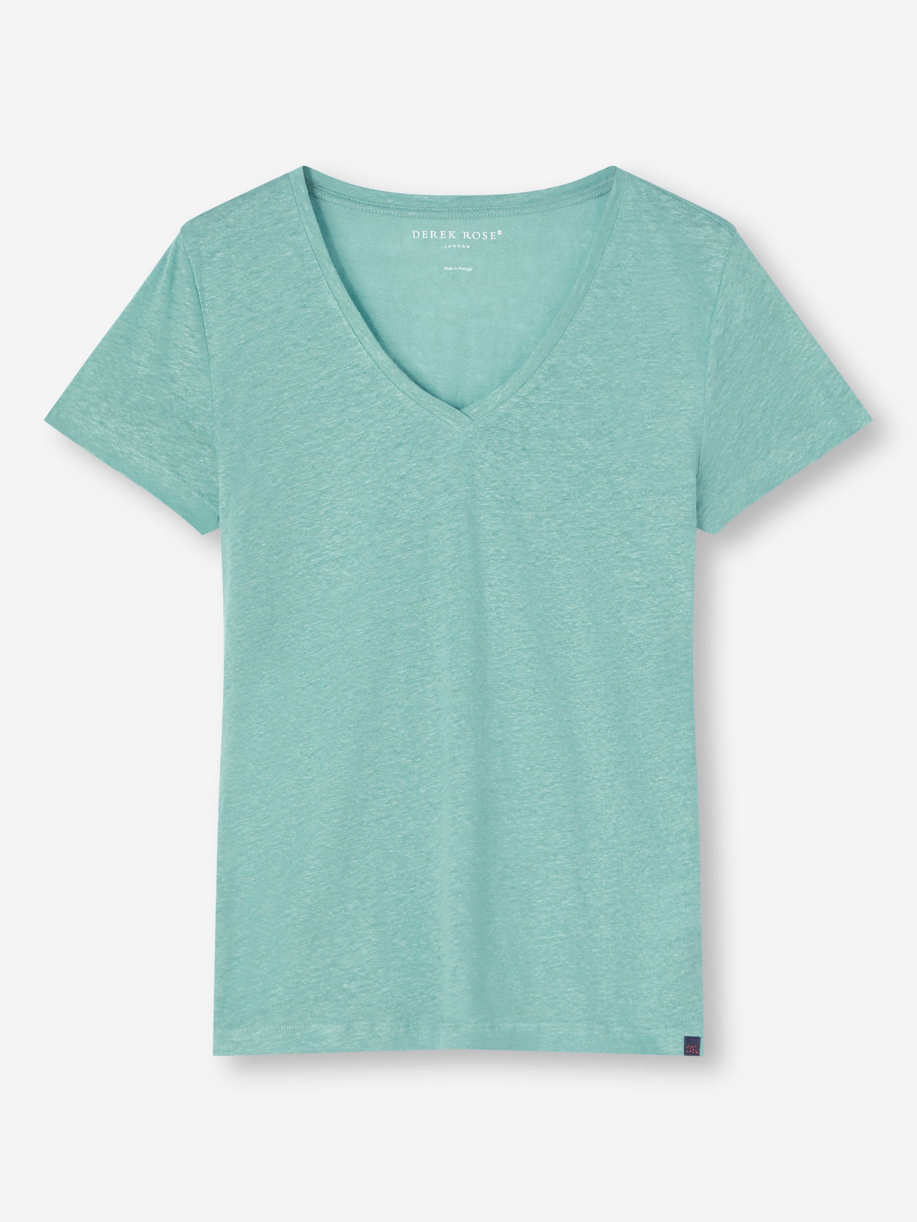 Women's V-Neck T-Shirt Jordan Linen Soft Aqua