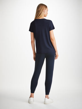 Women's V-Neck T-Shirt Lara Micro Modal Stretch Navy