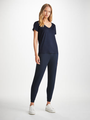 Women's V-Neck T-Shirt Lara Micro Modal Stretch Navy