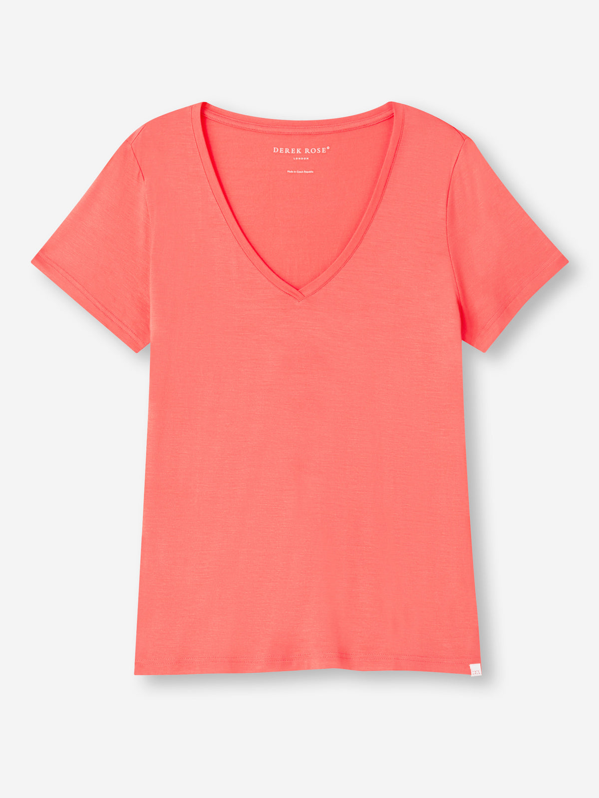 Women's V-Neck T-Shirt Lara Micro Modal Stretch Coral