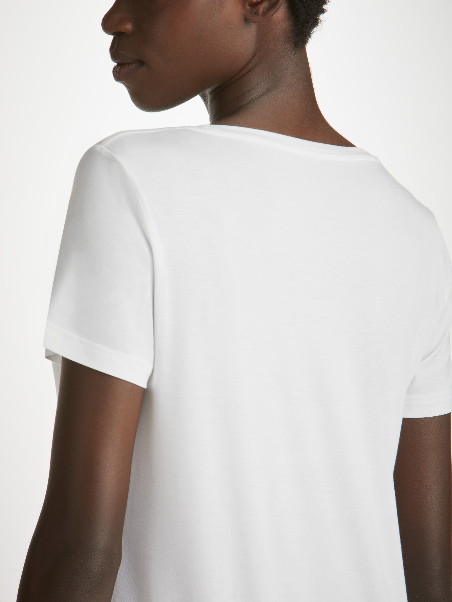 Women's V-Neck T-Shirt Lara Micro Modal Stretch White