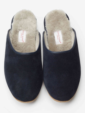 Men's Mule Slippers Douglas Suede Sheepskin Navy