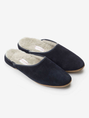 Men's Mule Slippers Douglas Suede Sheepskin Navy