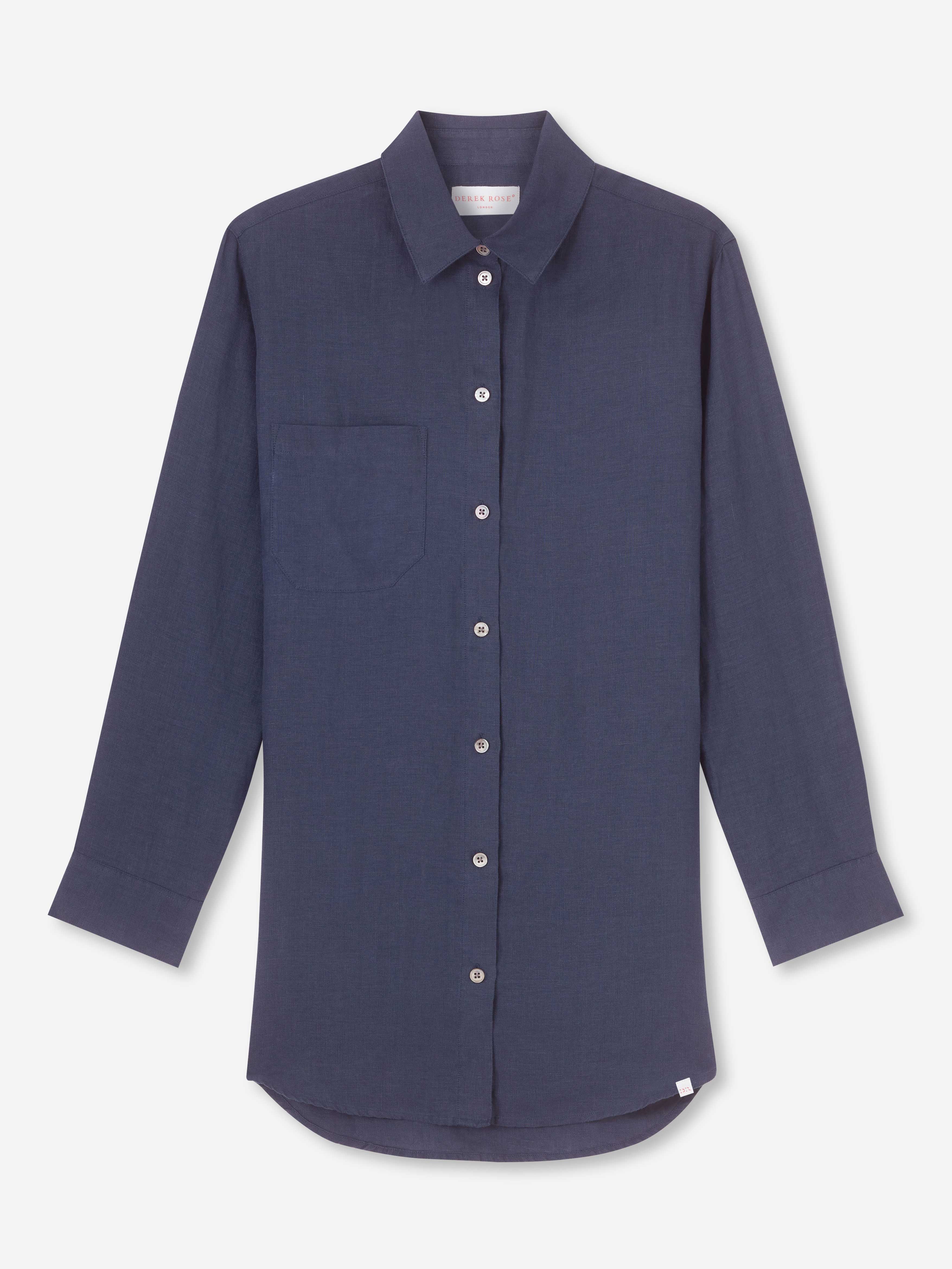 Women's Longline Shirt Sicily Linen Navy