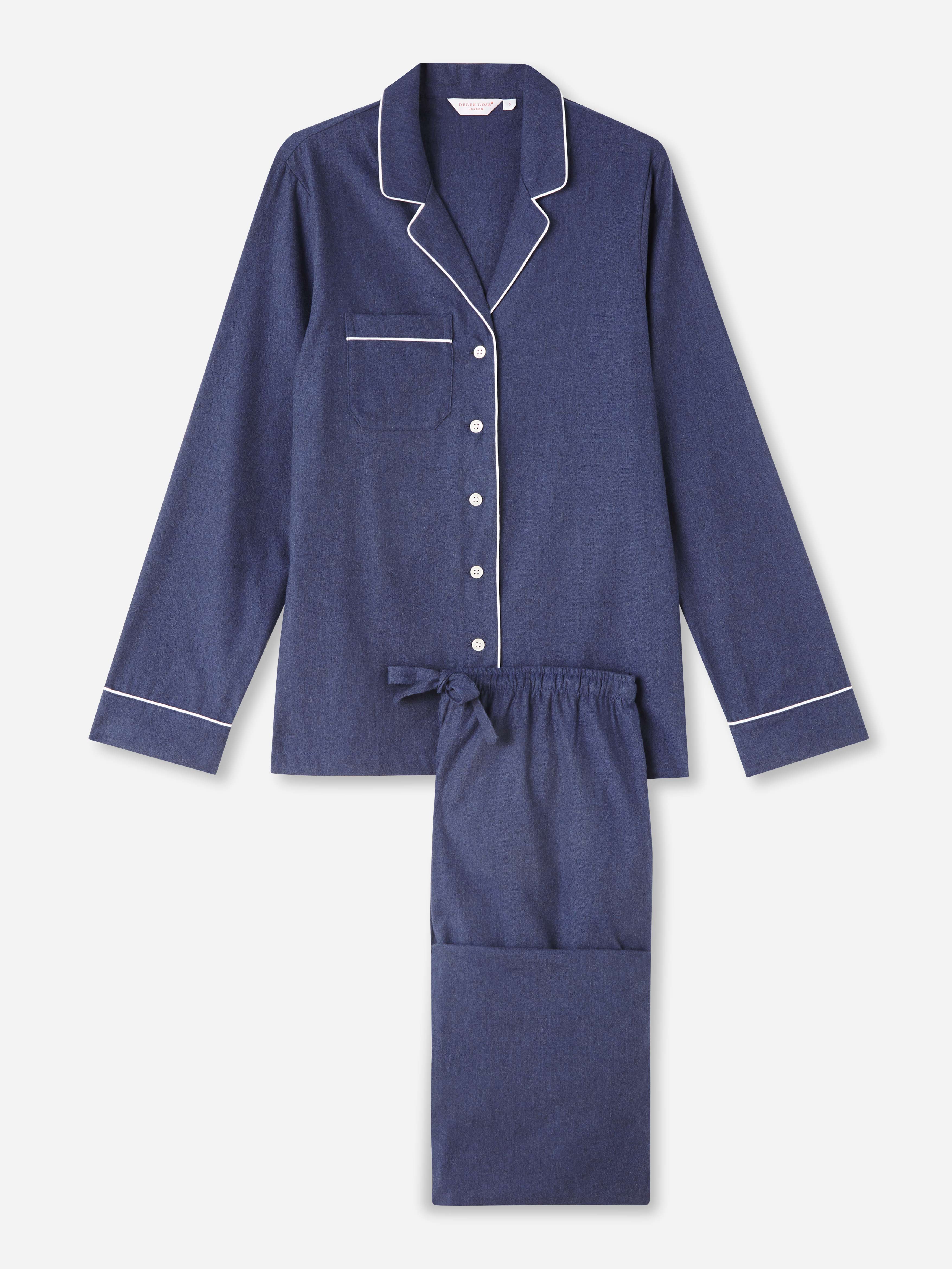 Women's Pyjamas Balmoral 3 Brushed Cotton Navy
