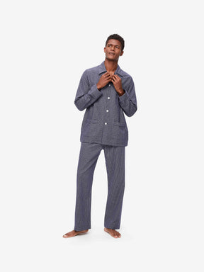 Men's Classic Fit Pyjamas Braemar 32 Brushed Cotton Navy