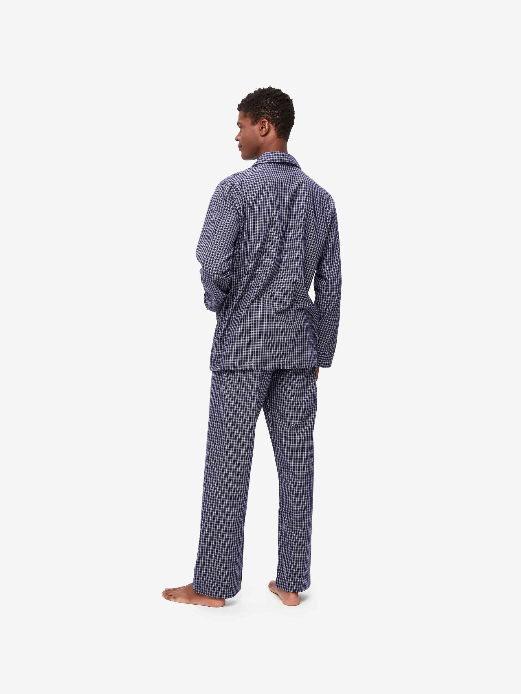 Men's Classic Fit Pyjamas Braemar 32 Brushed Cotton Navy