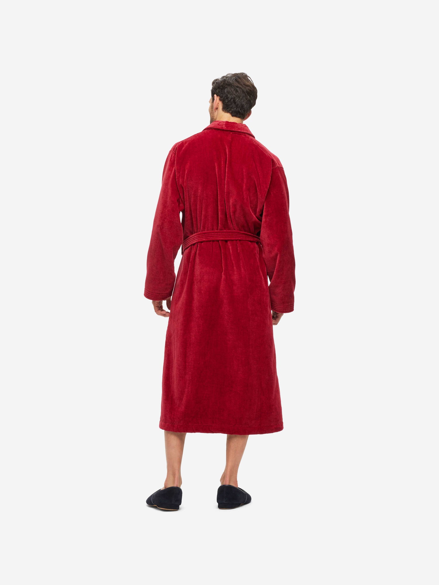 Mens Triton Towelling Gown Cotton Wine Derek Rose