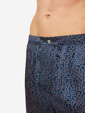 Men's Classic Fit Boxers Brindisi 80 Silk Satin Navy