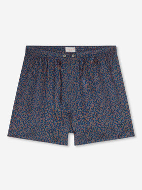 Men's Classic Fit Boxers Brindisi 80 Silk Satin Navy