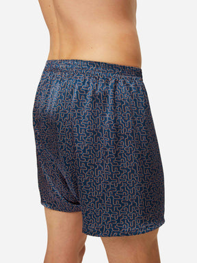 Men's Classic Fit Boxers Brindisi 80 Silk Satin Navy