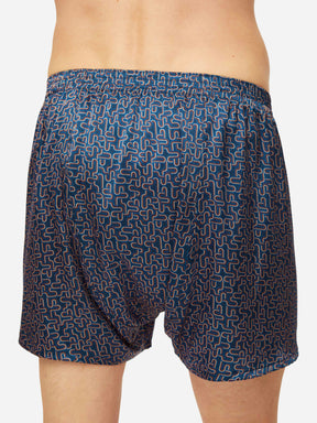 Men's Classic Fit Boxers Brindisi 80 Silk Satin Navy