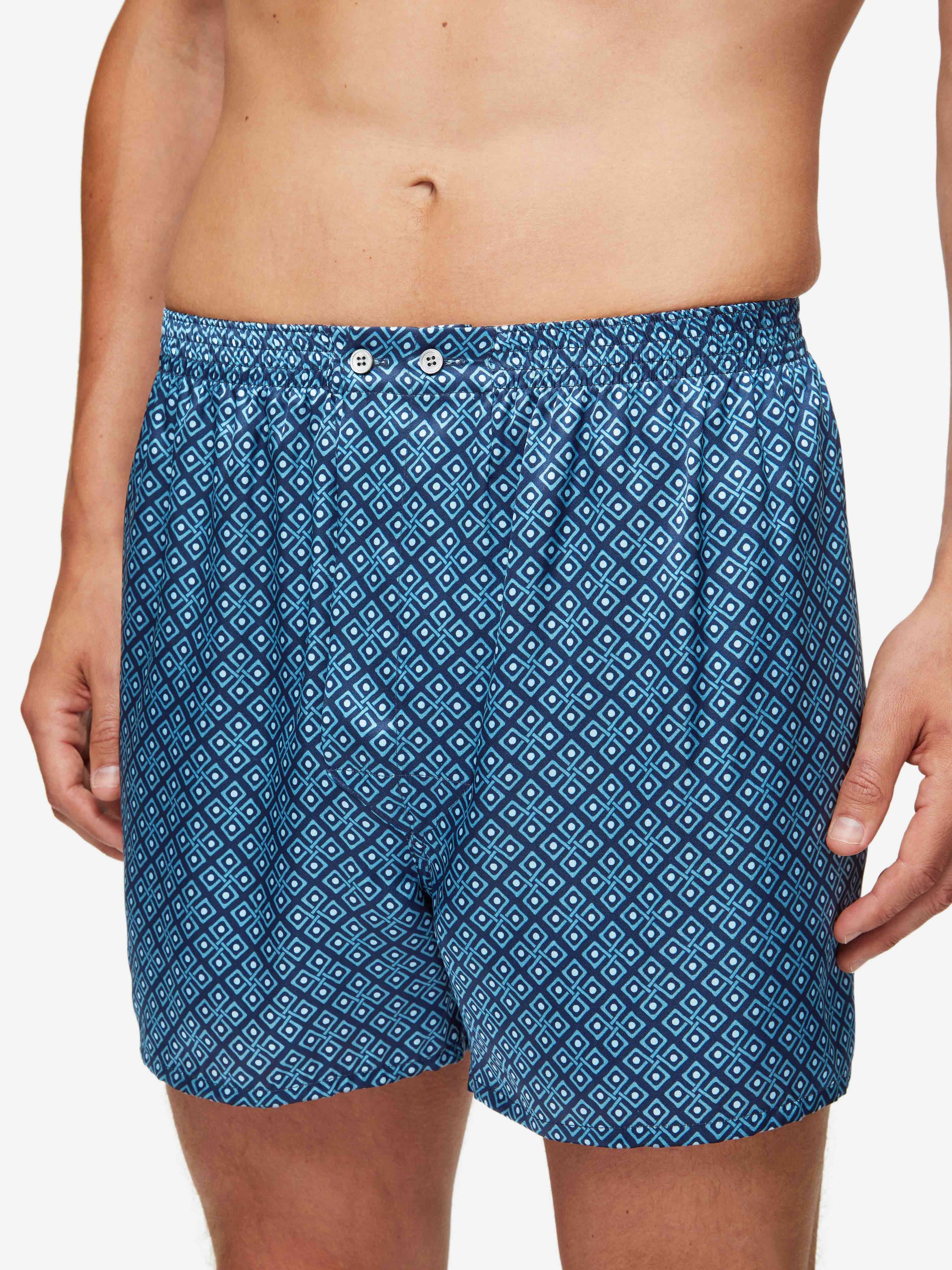 Men's Classic Fit Boxers Brindisi 89 Silk Satin Navy